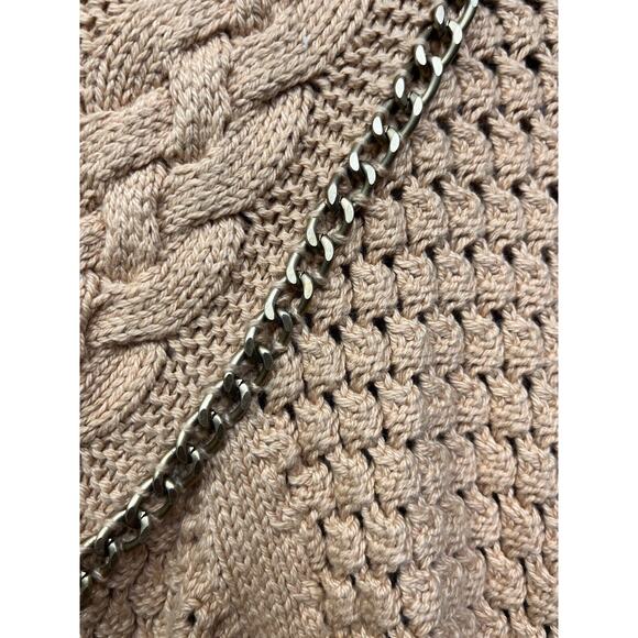 Liz Claiborne Womens Cardigan Sweater Large Tan Long Sleeve Button Front Chain - Picture 7 of 7